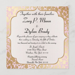 Invitación de oro metálica de la boda del rosa