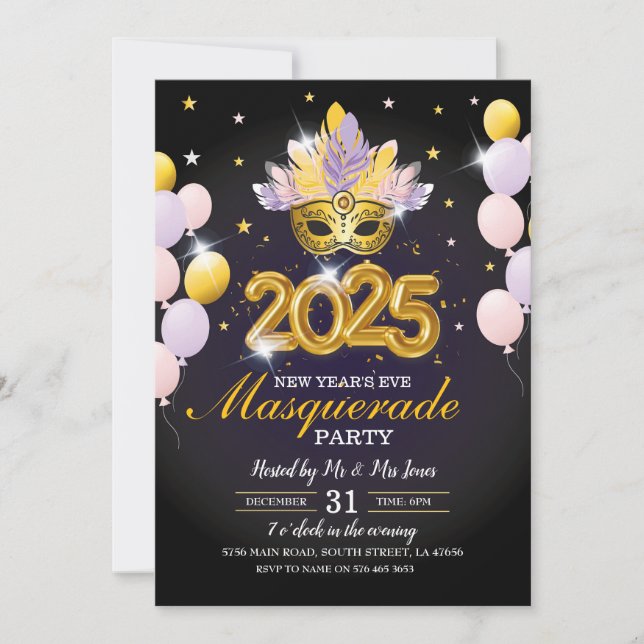 Invitación de oro negro a Fiesta de la mascarada d (Anverso)