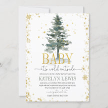 Invitación de oro para Baby Shower en árbol de Nav