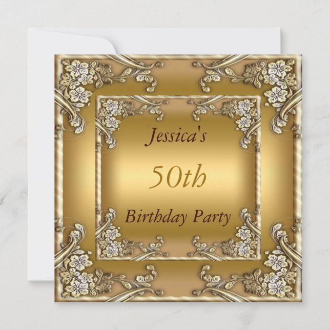Invitación de oro para fiesta de cumpleaños número (Anverso)