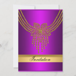 Invitación de Oro Púrpura para Cualquier Fiesta Or