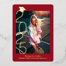 Invitación de oro rojo con guión de Moda fotográfi