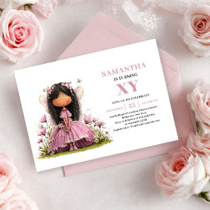 Invitación de oro rosa para cumpleaños número 6 de