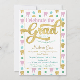Invitación de oro rosado higienista de graduación