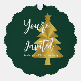 Invitación de oro y blanco verde Fiesta navidades