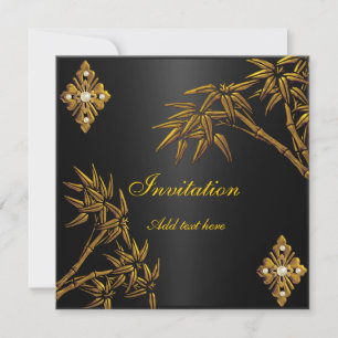 Invitación de oro y negro asiáticos