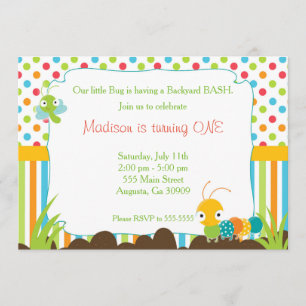 Invitación de oruga Niños Fiesta de cumpleaños Bug