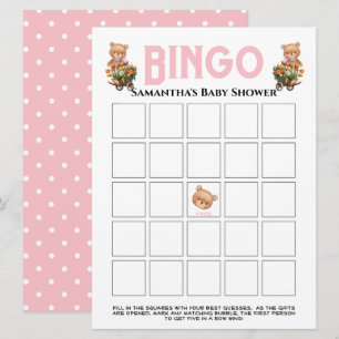 Invitación de osito de peluche chica rosa