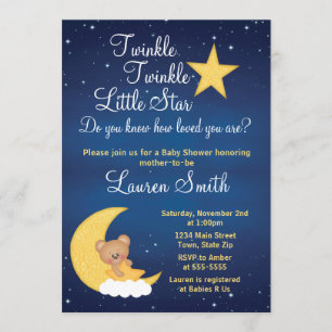 Invitación de oso Baby Shower Twinkle Little Star