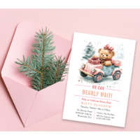 Invitación de oso de peluche 'Apenas podemos esper