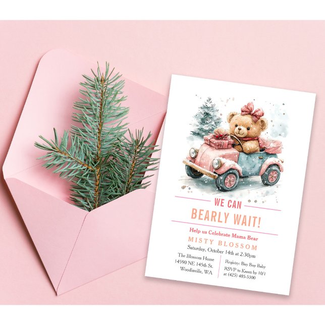 Invitación de oso de peluche 'Apenas podemos esper (Subido por el creador)