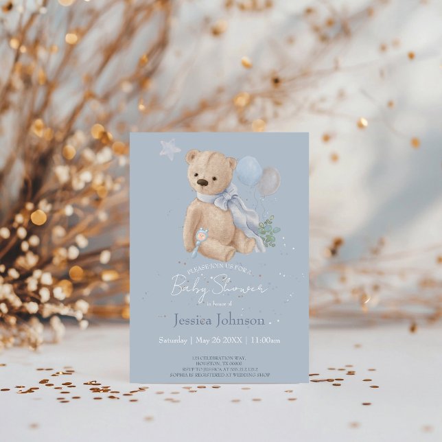Invitación de oso de peluche Boho baby (Subido por el creador)
