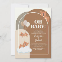 Invitación de oso de peluche para baby shower de c