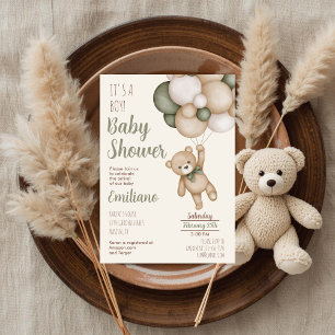 Invitación de oso de peluche para baby shower de n