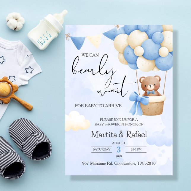 Invitación De Oso De Teddy A Baby Shower En Globo (Subido por el creador)