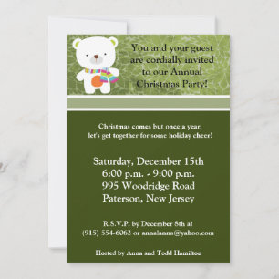 Invitación de oso polar para Navidades las 24 hora