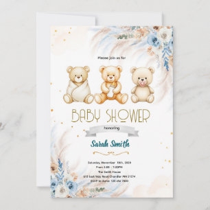 invitación de oso trío de hierba de pampas