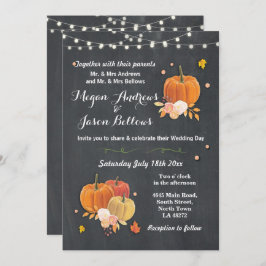 Invitación de otoño a la calabaza rústica boda Cha