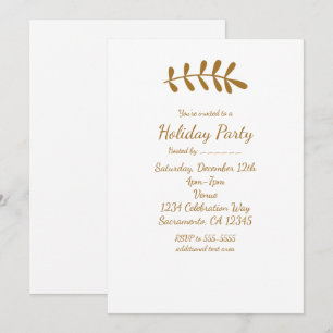 Invitación de Otoño Blanca Elegante Hoja Rústica D