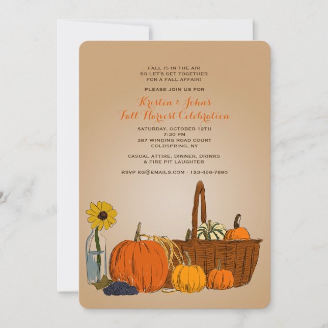 Invitación de otoño Canasta de Cosecha (Anverso)