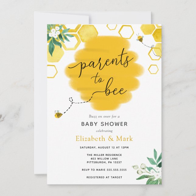 Invitación de padres a recibir Baby Shower (Anverso)