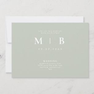 Invitación de padres con monograma Sage elegante y