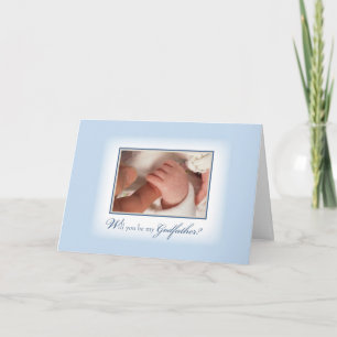 Invitación de Padrino con Manos de Niño, Azul