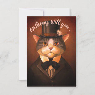 Invitación de padrino de boda divertida con gato p