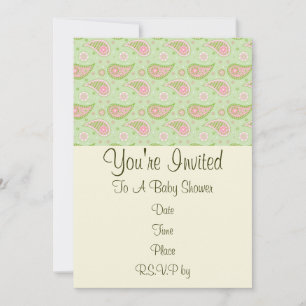 Invitación de Paisley Rosa y Verde