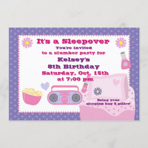Invitación de Pajama de chicas Fiesta Sleepover