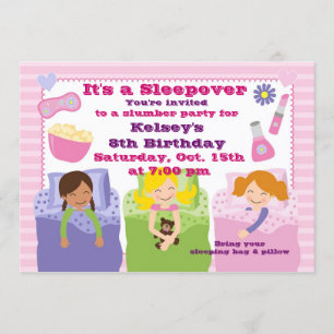Invitación de Pajama de chicas Fiesta Sleepover