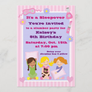 Invitación de Pajama de chicas Fiesta Sleepover