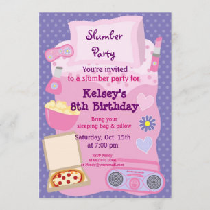 Invitación de Pajama de chicas Fiesta Sleepover