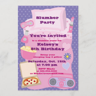 Invitación de Pajama de chicas Fiesta Sleepover