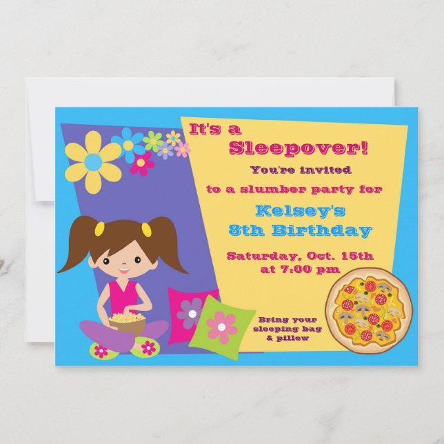 Invitación de Pajama de chicas Fiesta Sleepover (Anverso)
