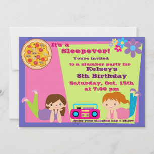 Invitación de Pajama de chicas Fiesta Sleepover