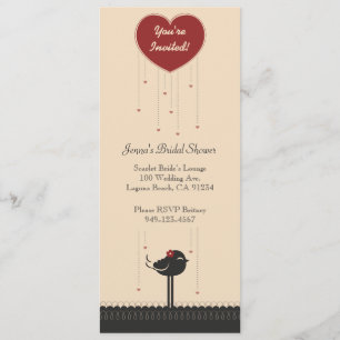 Invitación de pájaro de amor rojo y negro