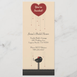 Invitación de pájaro de amor rojo y negro