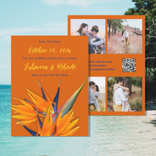 Invitación de pájaro del paraíso Boda multifoto (Subido por el creador)
