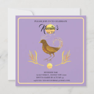 invitación de pájaro dorado elegante