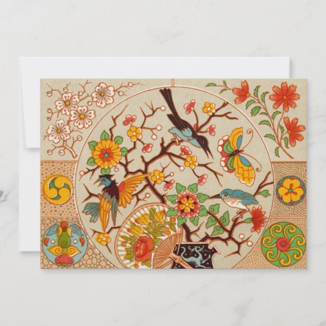Invitación de pájaros y mariposas (Anverso)