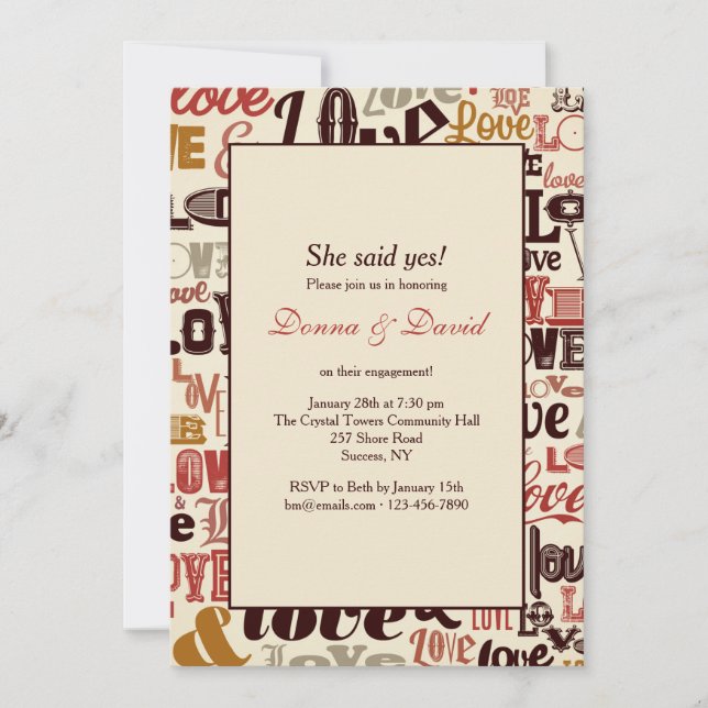 Invitación de palabras de amor (Anverso)
