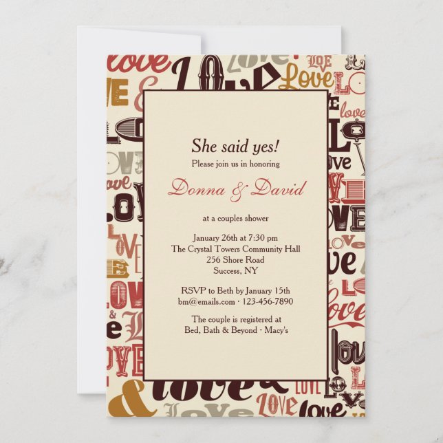 Invitación de palabras de amor (Anverso)