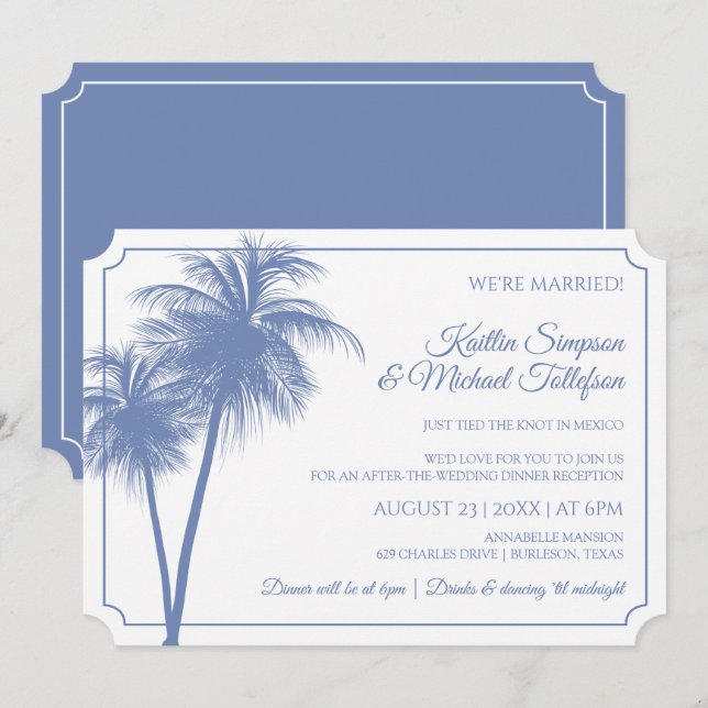 Invitación de Palma Destino | Azul de Aciano (Anverso / Reverso)