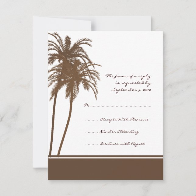 Invitación de palmas tropicales marrón y blanco RS (Anverso)