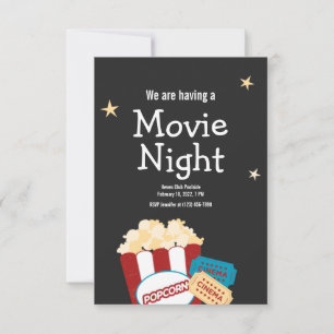 Invitación de palomitas de noche de cine vintage g