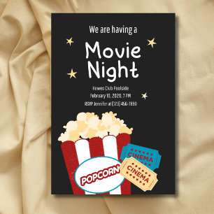 invitación de palomitas de noche de cine vintage g