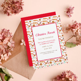 Invitación de pan Tsoureki de acuarela Feliz Pascu