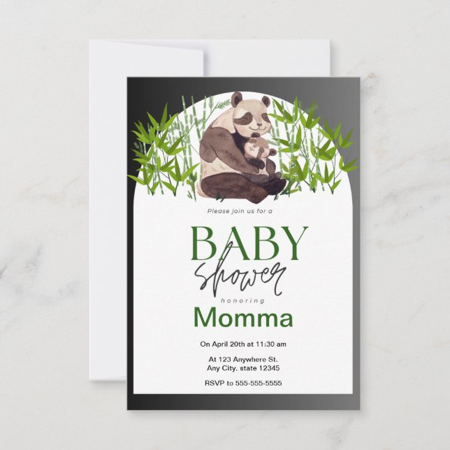 Invitación de Panda Baby Shower (Anverso)