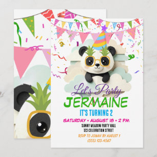 Invitación de Panda Bebé Plegado Kawaii Origami